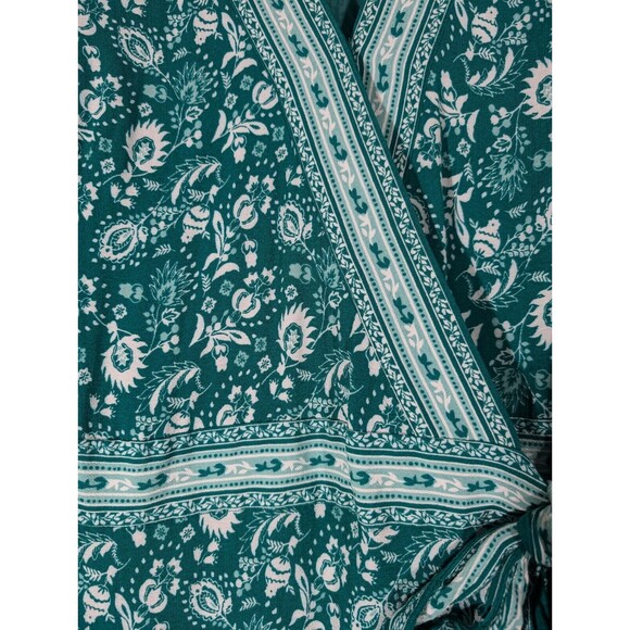 Loft Romper Women Sz 4 Kelly Green Floral Faux Wrap Skort Dress V-Neck - Picture 2 of 7